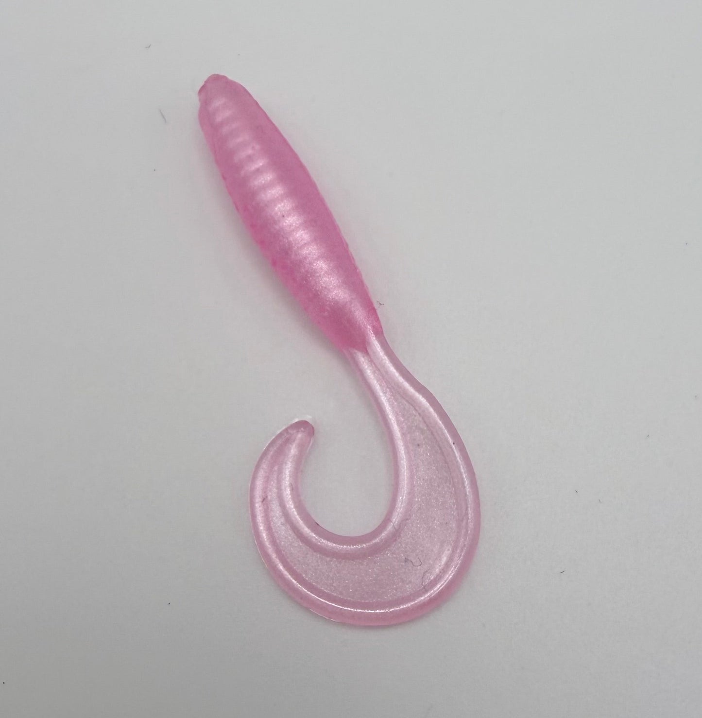 Pearl Pink 2” Curl Tail Grub | Pearl-Infused Soft Plastic Fishing Bait
