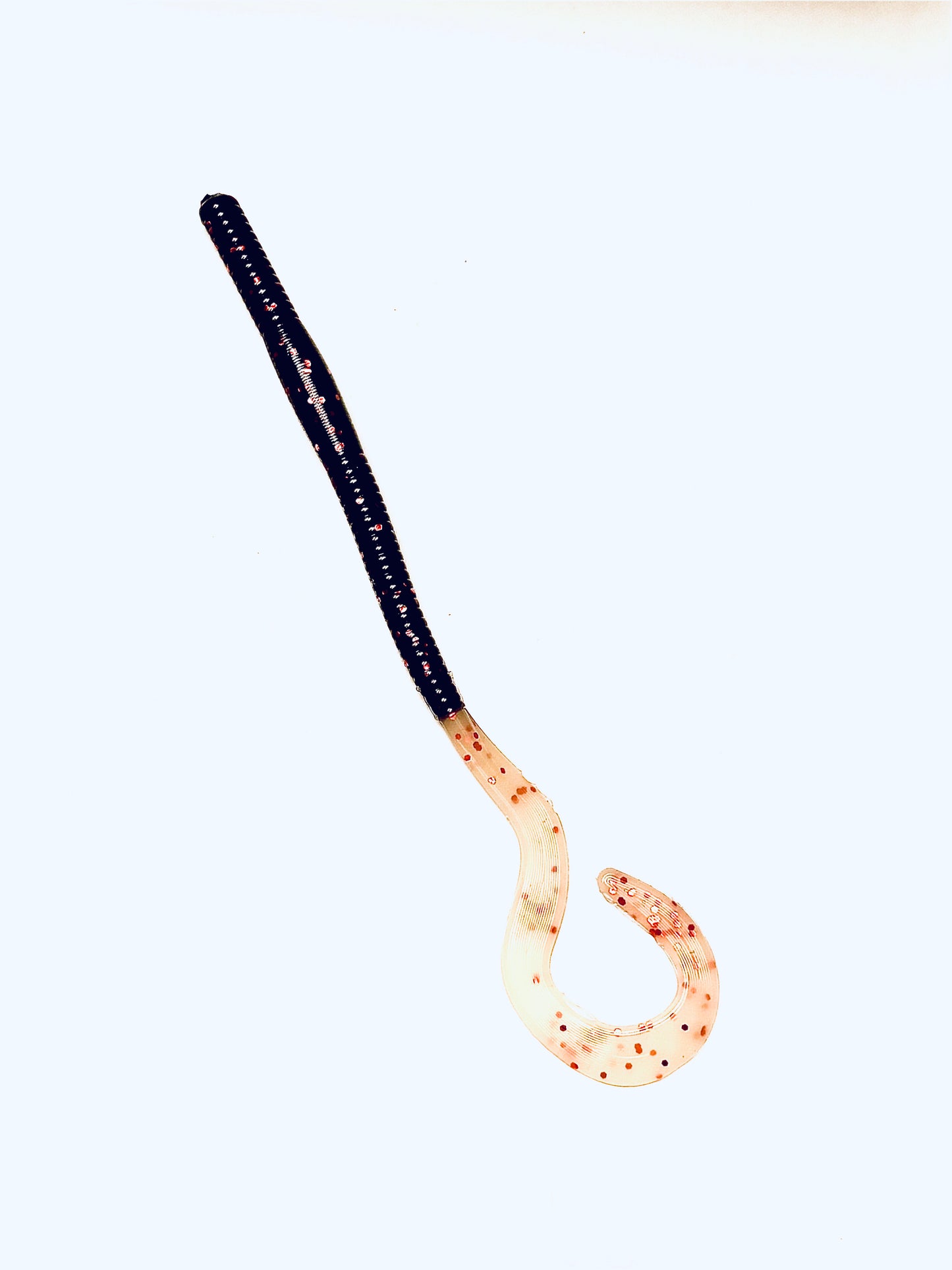 8" Midnight Pepper w/ Cajun Cream Ribbon Tail Worm – USA Made Soft Plastic Lure