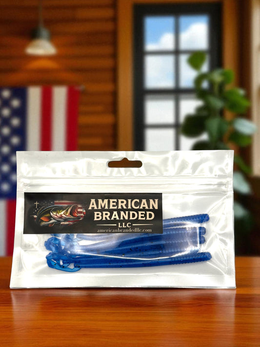 5.5" Kickertail Worm – Peppered Blue Color (Made in USA)