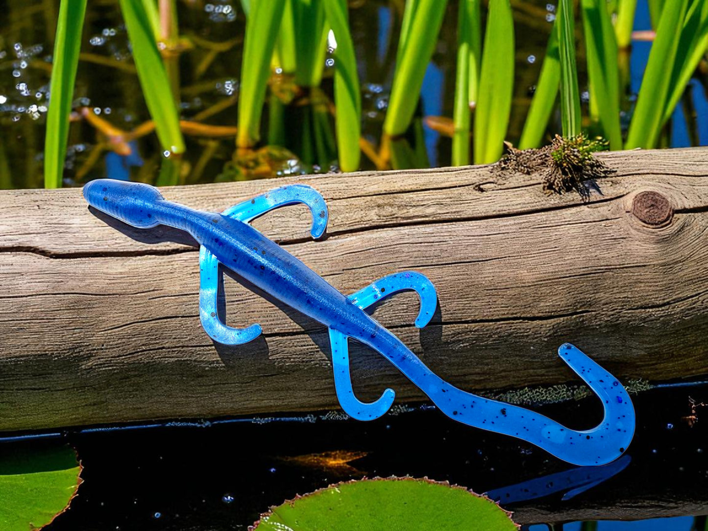 Soft Plastic 6 " Lizard Fishing Lure Peppered Blue – Custom Bass Bait – Creature Style – Made in USA