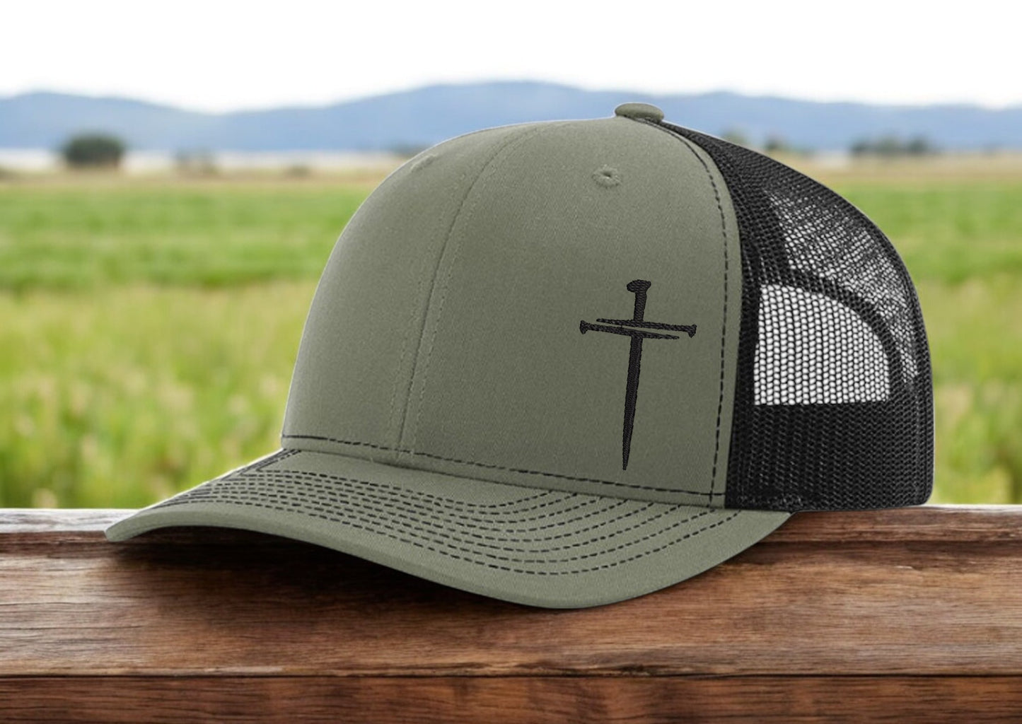 Embroidered 3 Nails and Cross Richardson 112 Hat