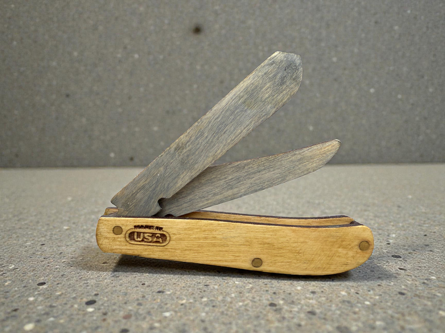 Personalized Wooden Two-Blade Pocket Knife Pretend Play Toy