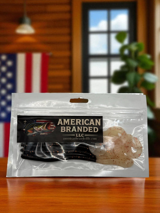 8" Midnight Pepper w/ Cajun Cream Ribbon Tail Worm – USA Made Soft Plastic Lure