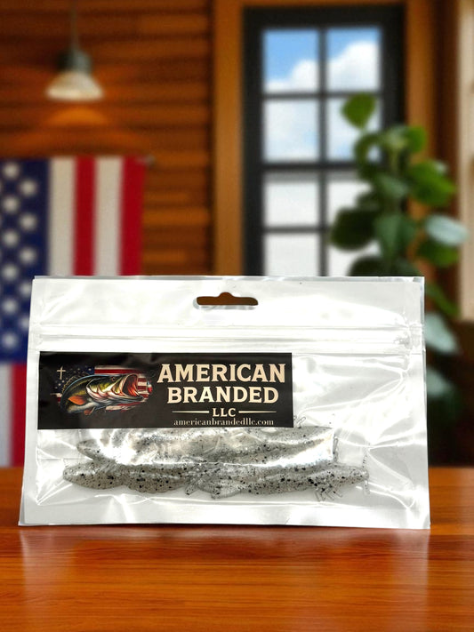 3 Inch Shrimp Soft Plastic Fishing Lure – Salt & Pepper Color –– Made in USA