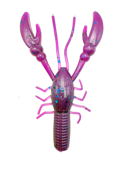 3 Inch Crawfish Soft Plastic Fishing Lure – Strike Berry Color – Handmade Bass Bait – Made in USA