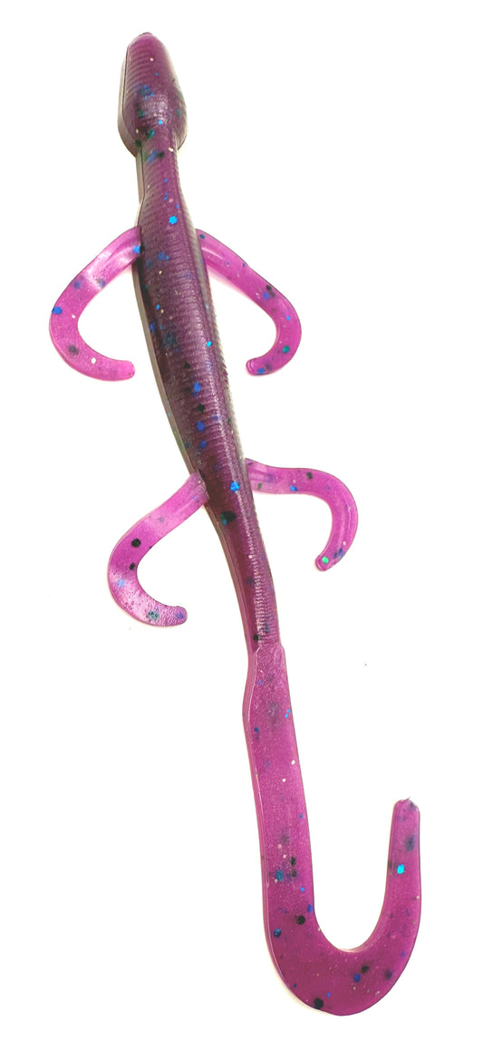 6 Inch Lizard Soft Plastic Fishing Lure – Strike Berry Color –– Made in USA