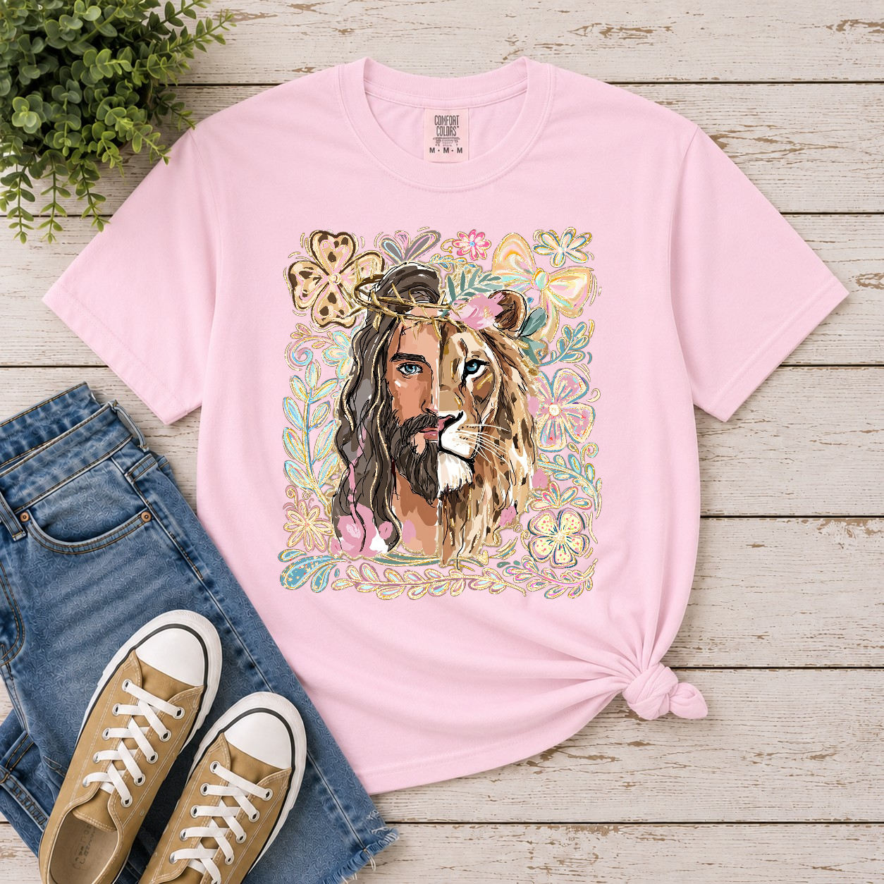 Lion of Judah Jesus Graphic Tee | Comfort Colors 1717 Ivory | Christian Shirt
