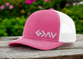 Christian Trucker Hat God is Greater Than the Highs and Lows Cap Embroidered Faith Hat Pink and White Mesh Back Gift for Her Richardson 112