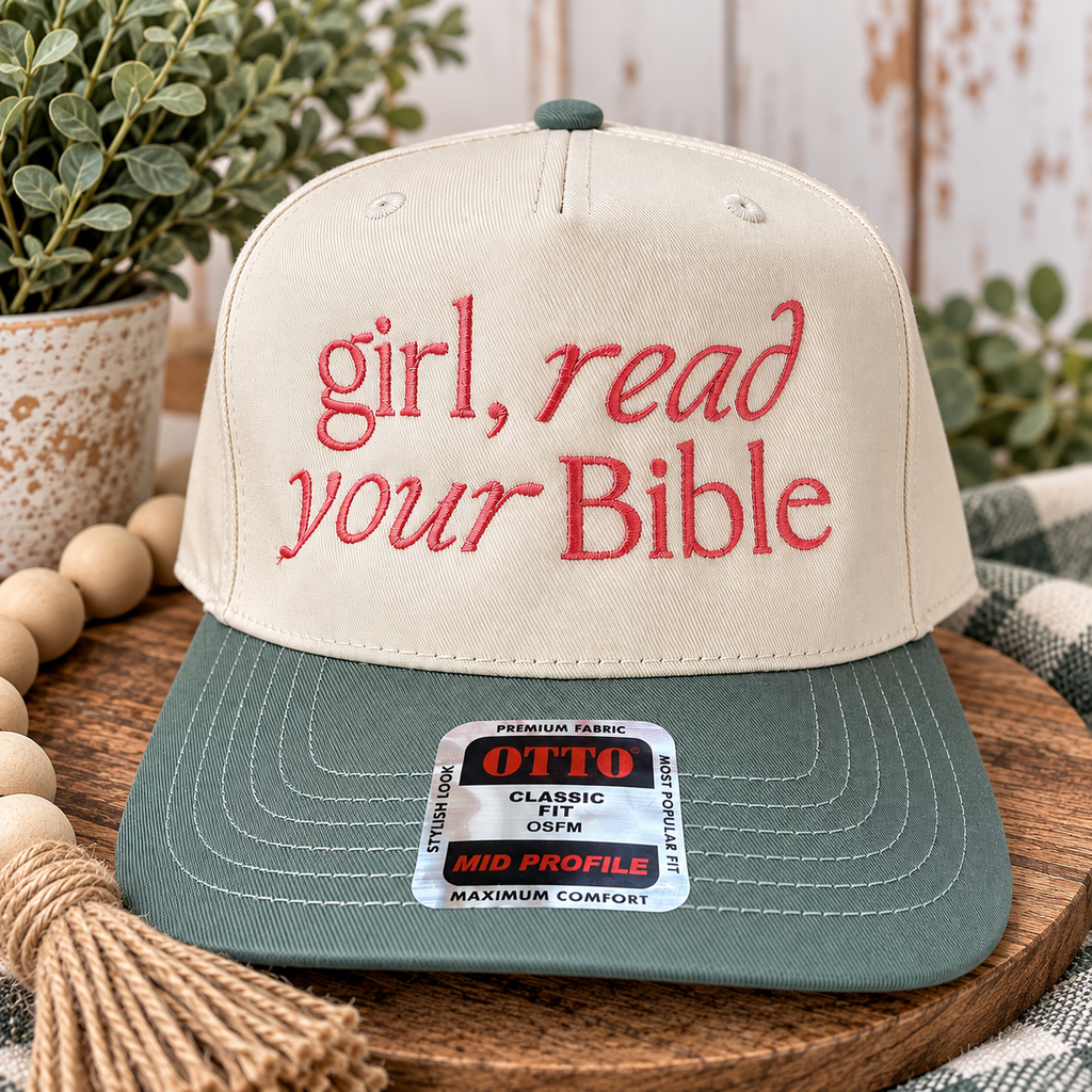 Girl, Read Your Bible Embroidered OTTO Hat | Cream & Green