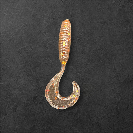 2 Inch Curl Tail Grub Soft Plastic Fishing Lure – Copper Flake – Hand-Poured in Missouri, USA