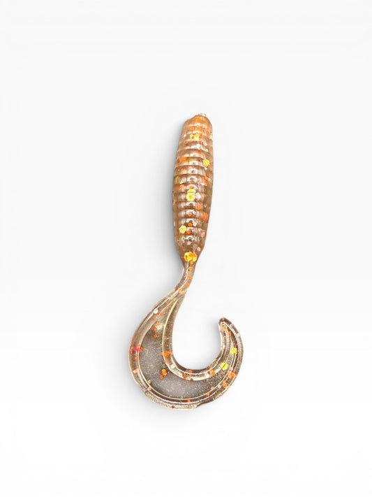 2 Inch Curl Tail Grub Soft Plastic Fishing Lure – Copper Flake – Hand-Poured in Missouri, USA