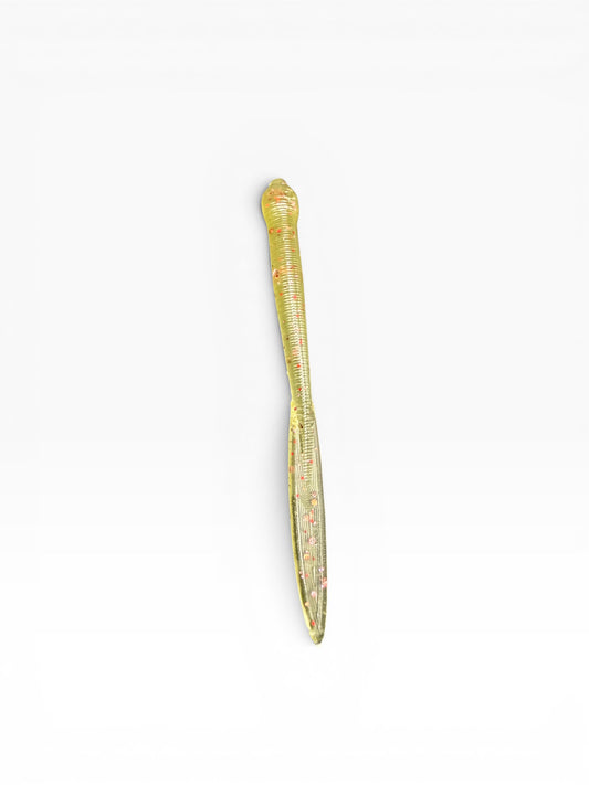 3 Inch Leech Soft Plastic Fishing Lure – Muddy Chartreuse – Hand-Poured in Missouri, USA