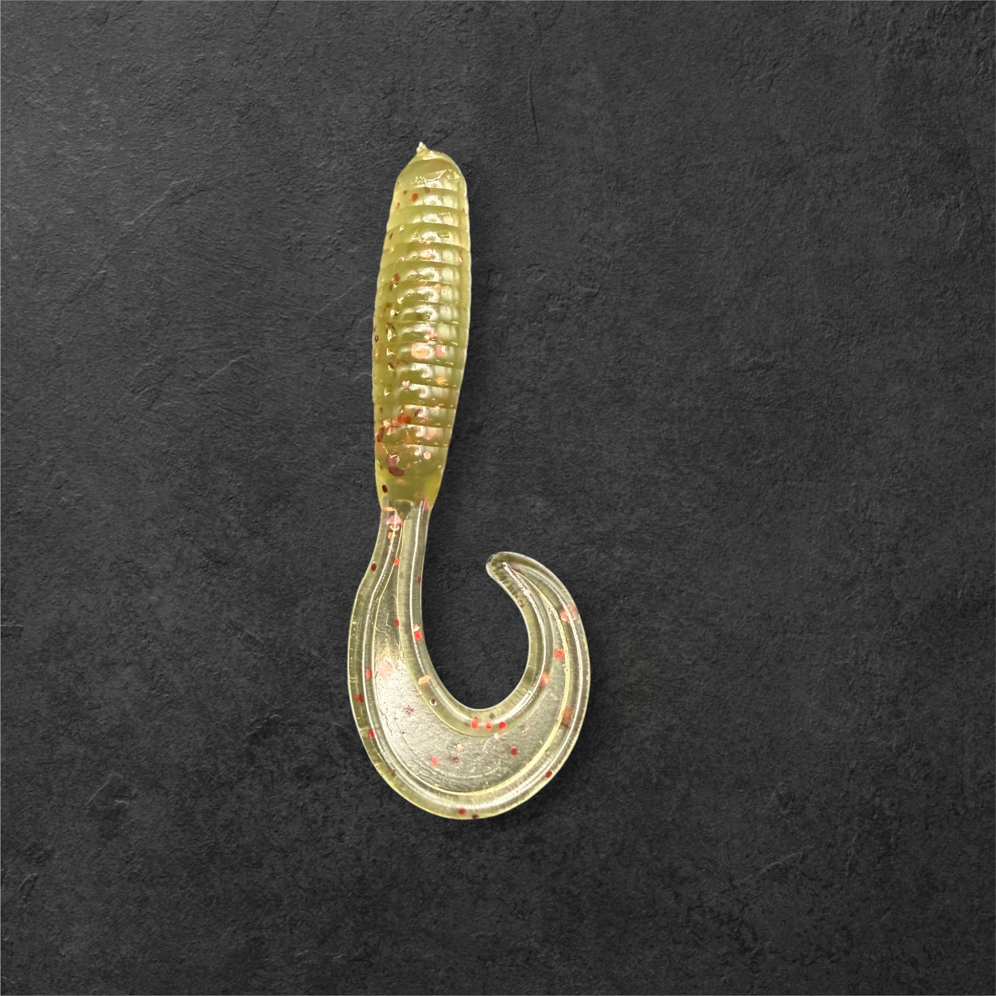 2 Inch Curl Tail Grub Soft Plastic Fishing Lure – Muddy Chartreuse – Hand-Poured in Missouri, USA
