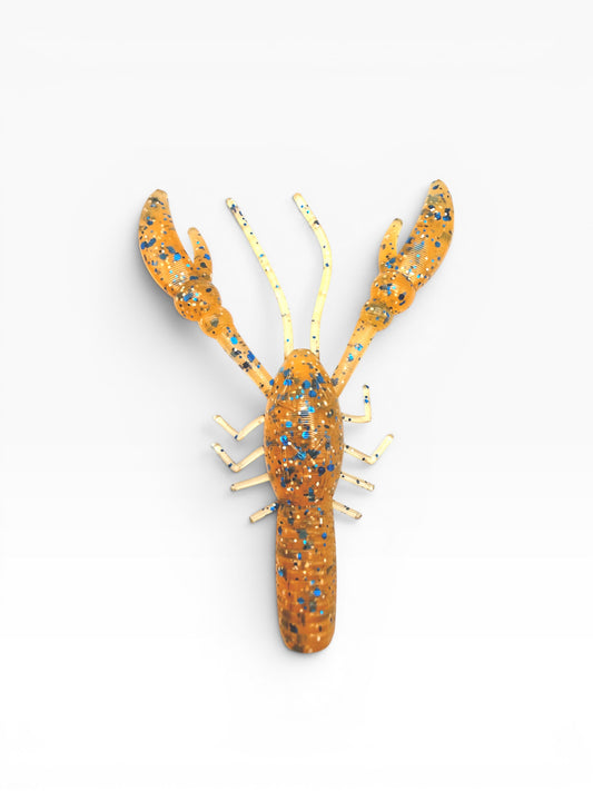 3 Inch Craw Soft Plastic Fishing Lure – River Sand Blue Flake – Hand-Poured in Missouri, USA