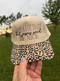 I Have a Lot to Say but Jesus Said Be Nice Embroidered Hat | Leopard Brim