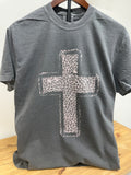 Leopard Cross Graphic Tee | Graphite Grey