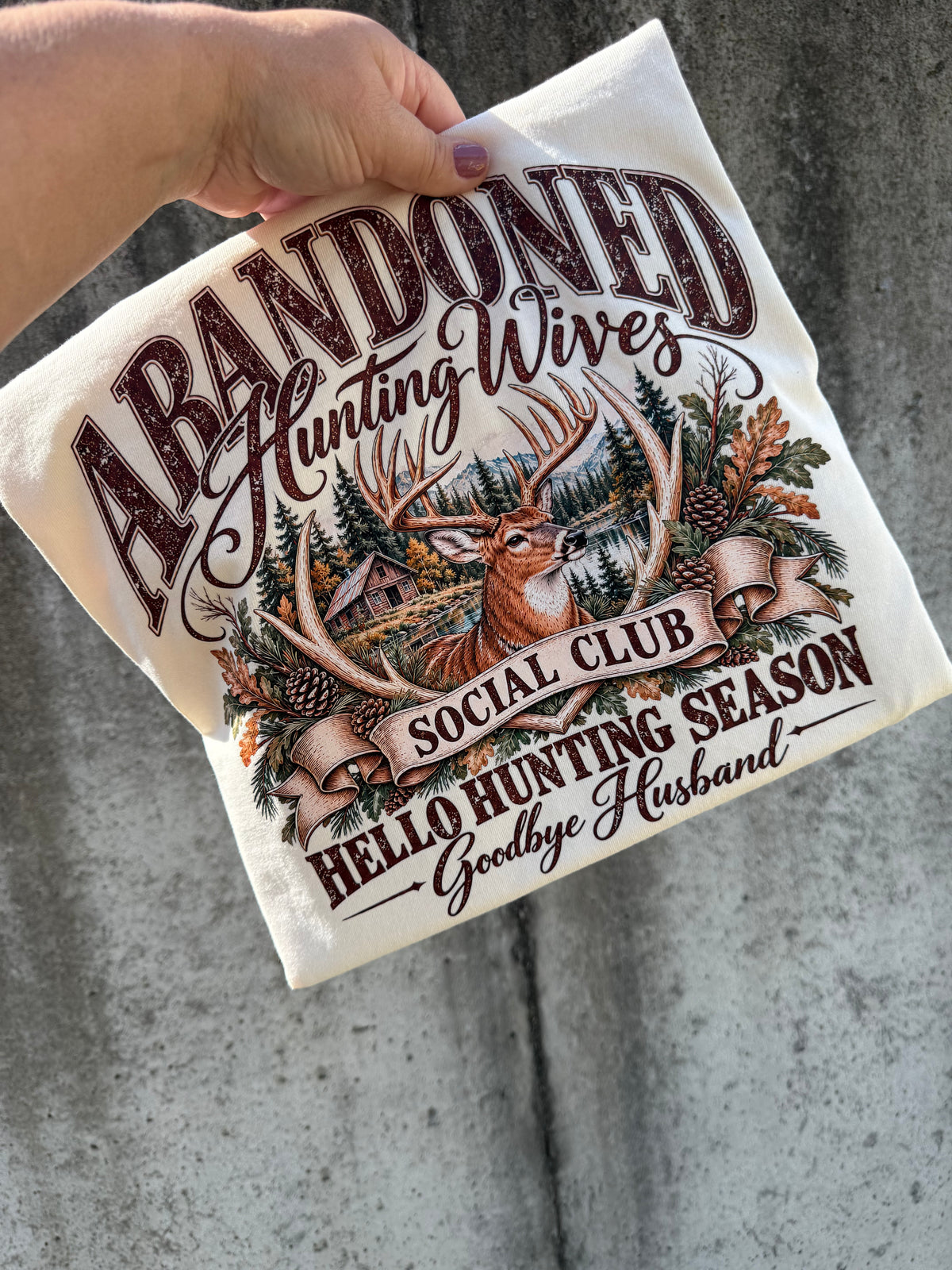 Abandoned Hunting Wives Social Club Tee | Ivory Comfort Colors