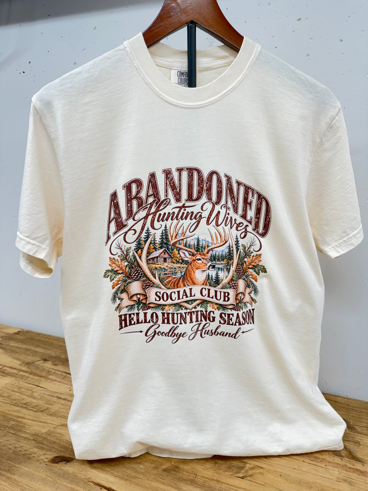 Abandoned Hunting Wives Social Club Tee | Ivory Comfort Colors