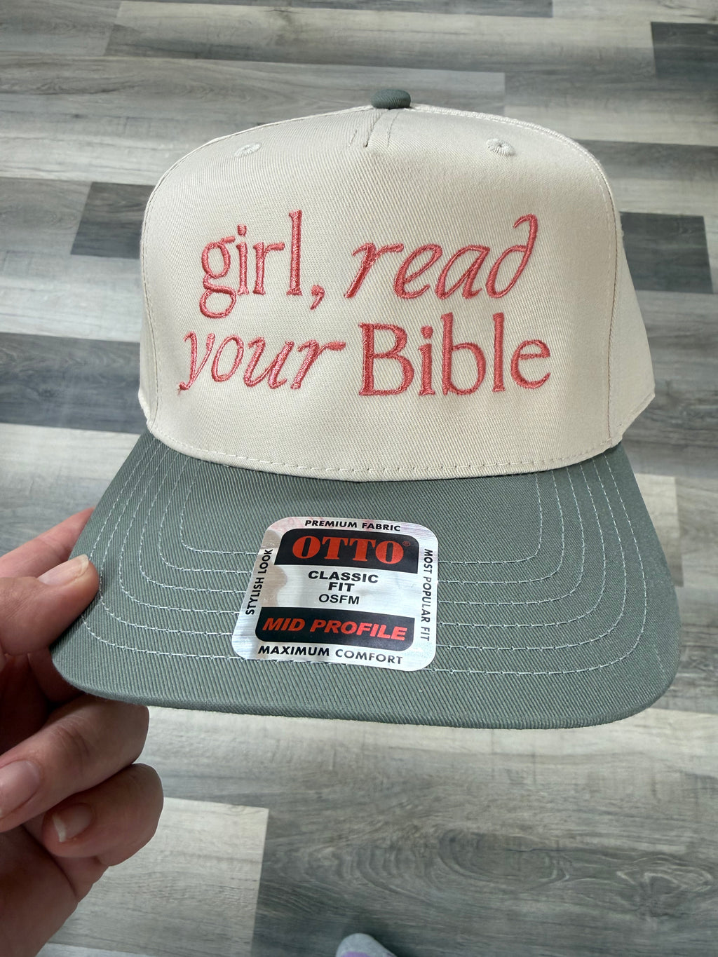 Girl, Read Your Bible Embroidered OTTO Hat | Cream & Green