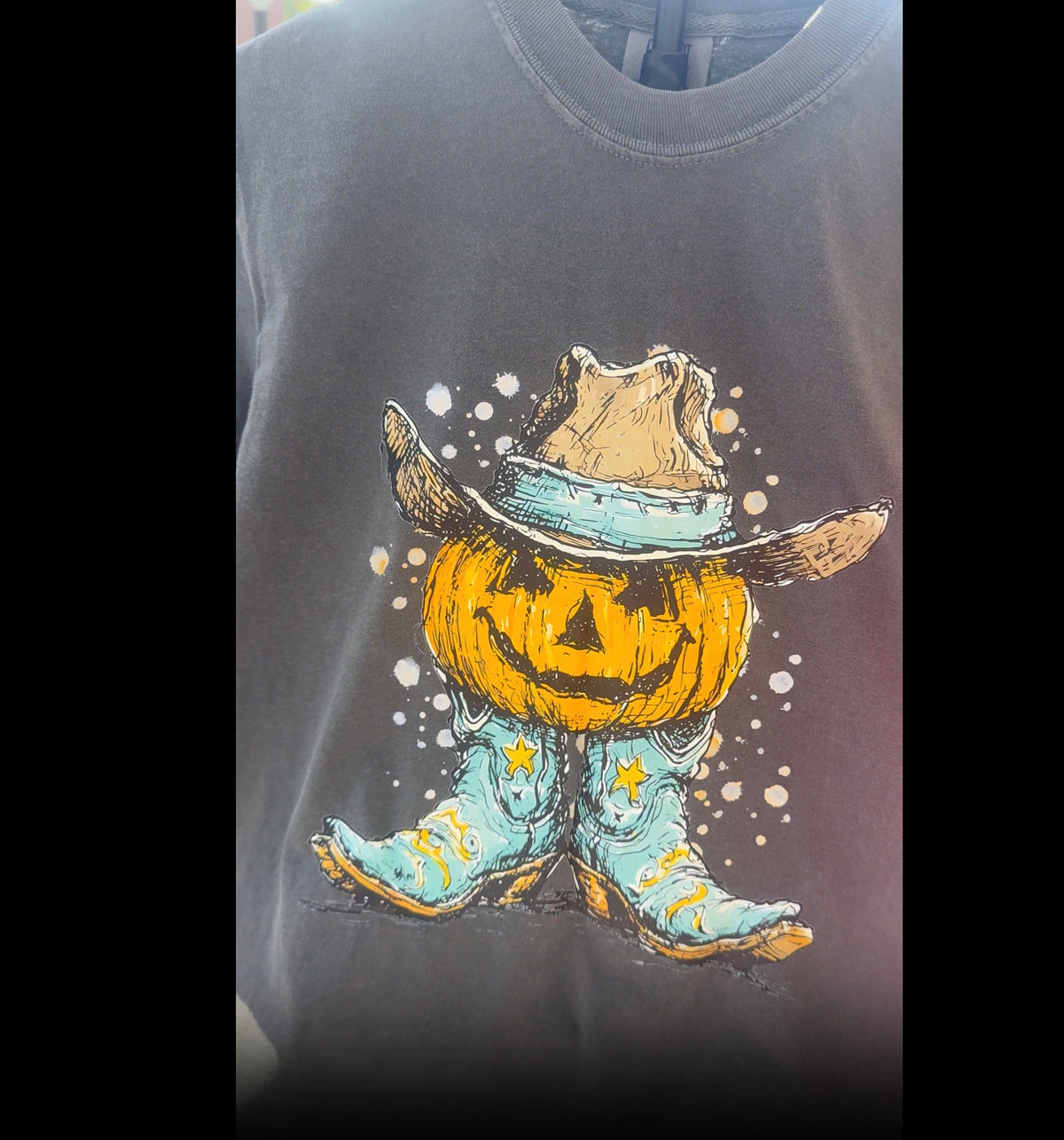 Western Cowboy Pumpkin Tee | Comfort Colors 1717 Ivory | Halloween Graphic Shirt