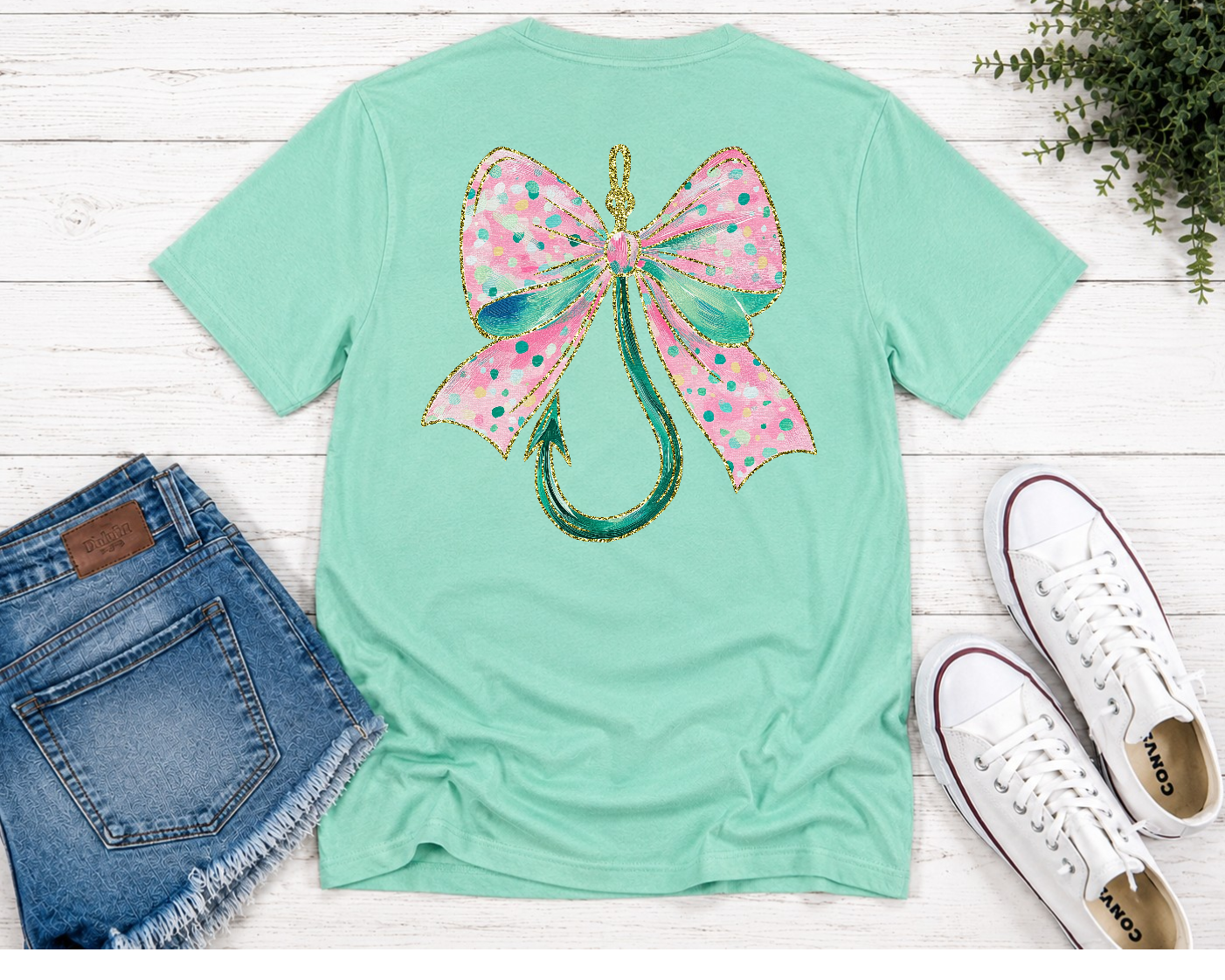 Fishing Hook Bow Tee – Comfort Colors 1717 | Women's Fishing Shirt