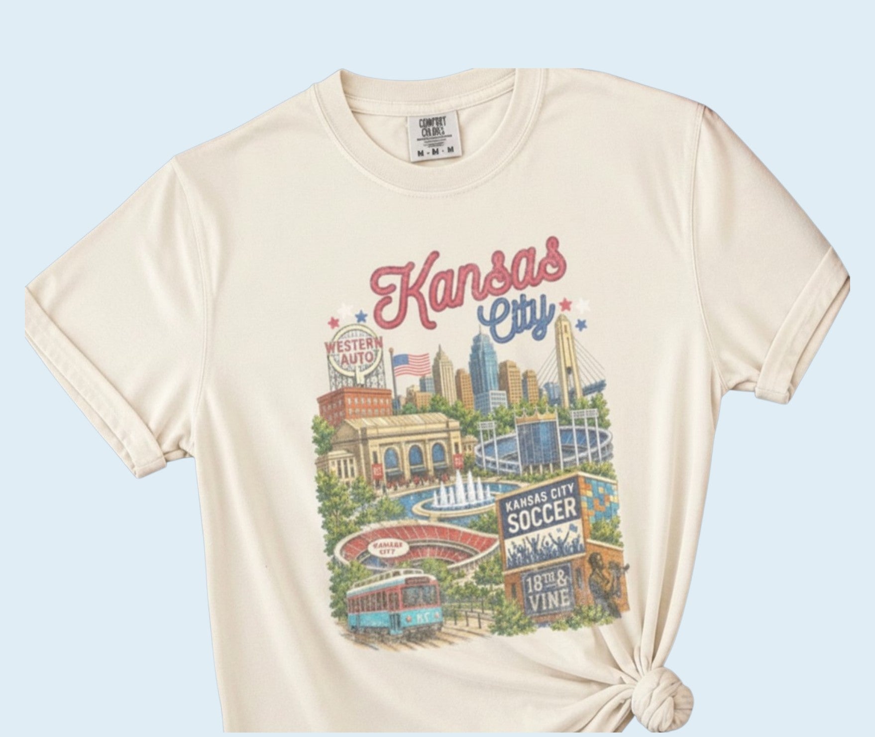Kansas City Skyline Graphic Tee | Comfort Colors KC Soccer & City Landmarks Shirt