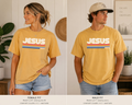 Jesus King Retro Stripe Tee | Comfort Colors 1717 | Christian Graphic Tee