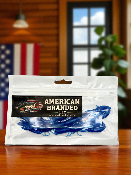 3 Inch Crawfish Soft Plastic Fishing Lure – Peppered Blue Color  – Made in USA