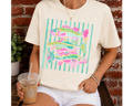 Preppy Fish Stripe Tee | Comfort Colors 1717 Ivory | Fishing Graphic Shirt