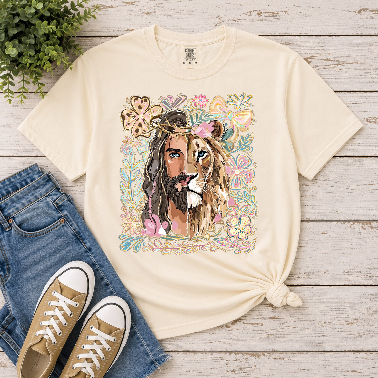 Lion of Judah Jesus Graphic Tee | Comfort Colors 1717 Ivory | Christian Shirt