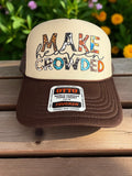 Make Heaven Crowded Trucker Hat – Christian Faith Hat – Colorful Patchwork Style Mesh Back Cap