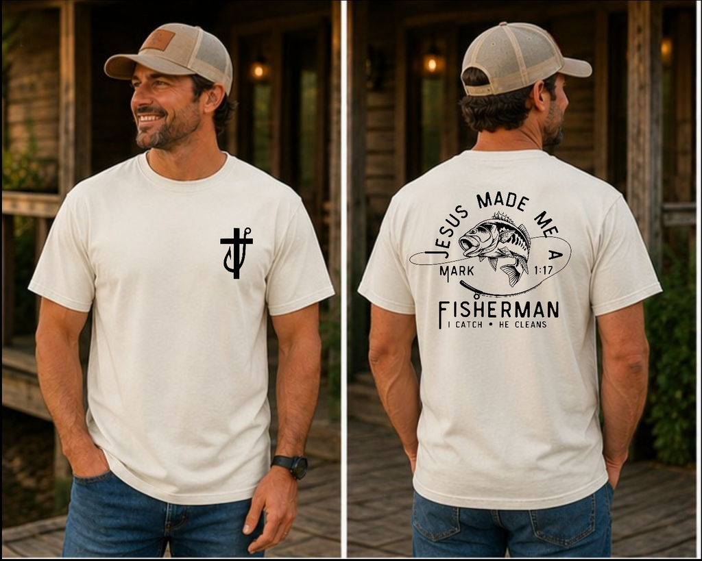 Jesus Made Me a Fisherman Tee | Comfort Colors 1717 | Christian Fishing Shirt