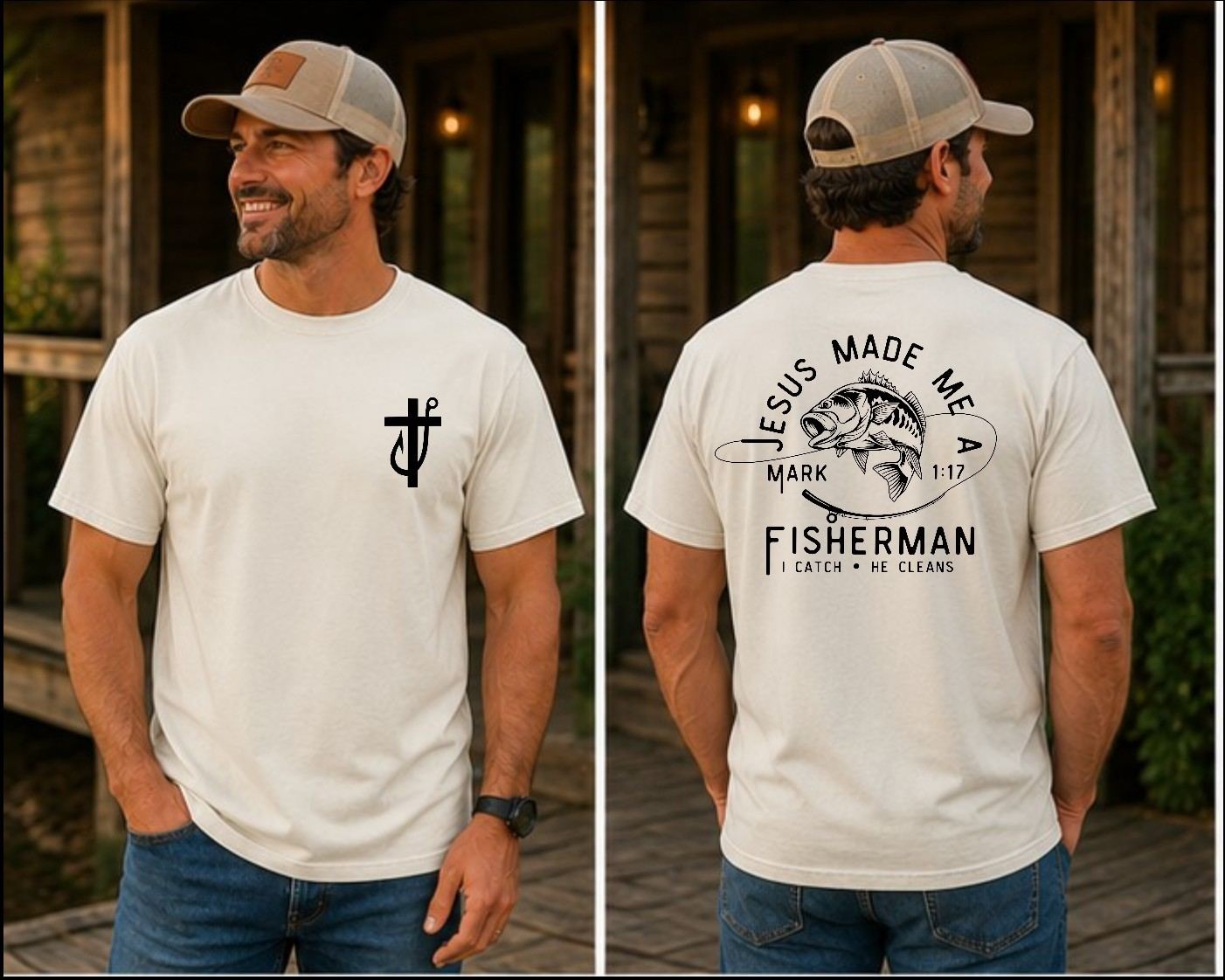 Jesus Made Me a Fisherman Tee | Comfort Colors 1717 | Christian Fishing Shirt