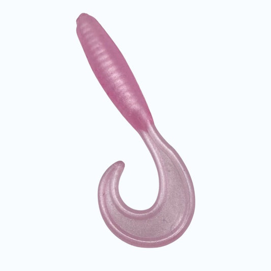 Pearl Pink 2” Curl Tail Grub | Pearl-Infused Soft Plastic Fishing Bait