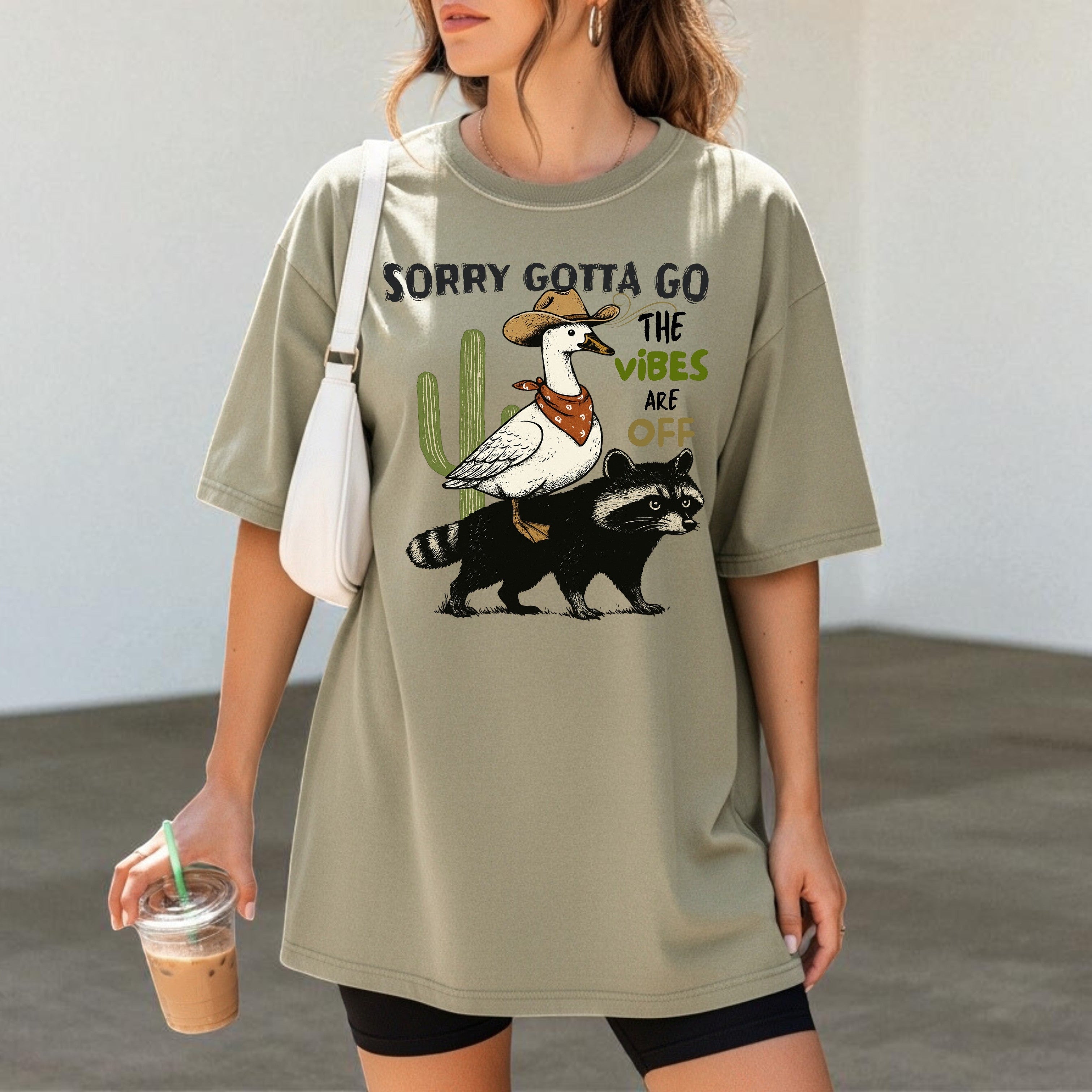 Sorry Gotta Go The Vibes Are Off Graphic Tee | Comfort Colors 1717 Khaki Shirt