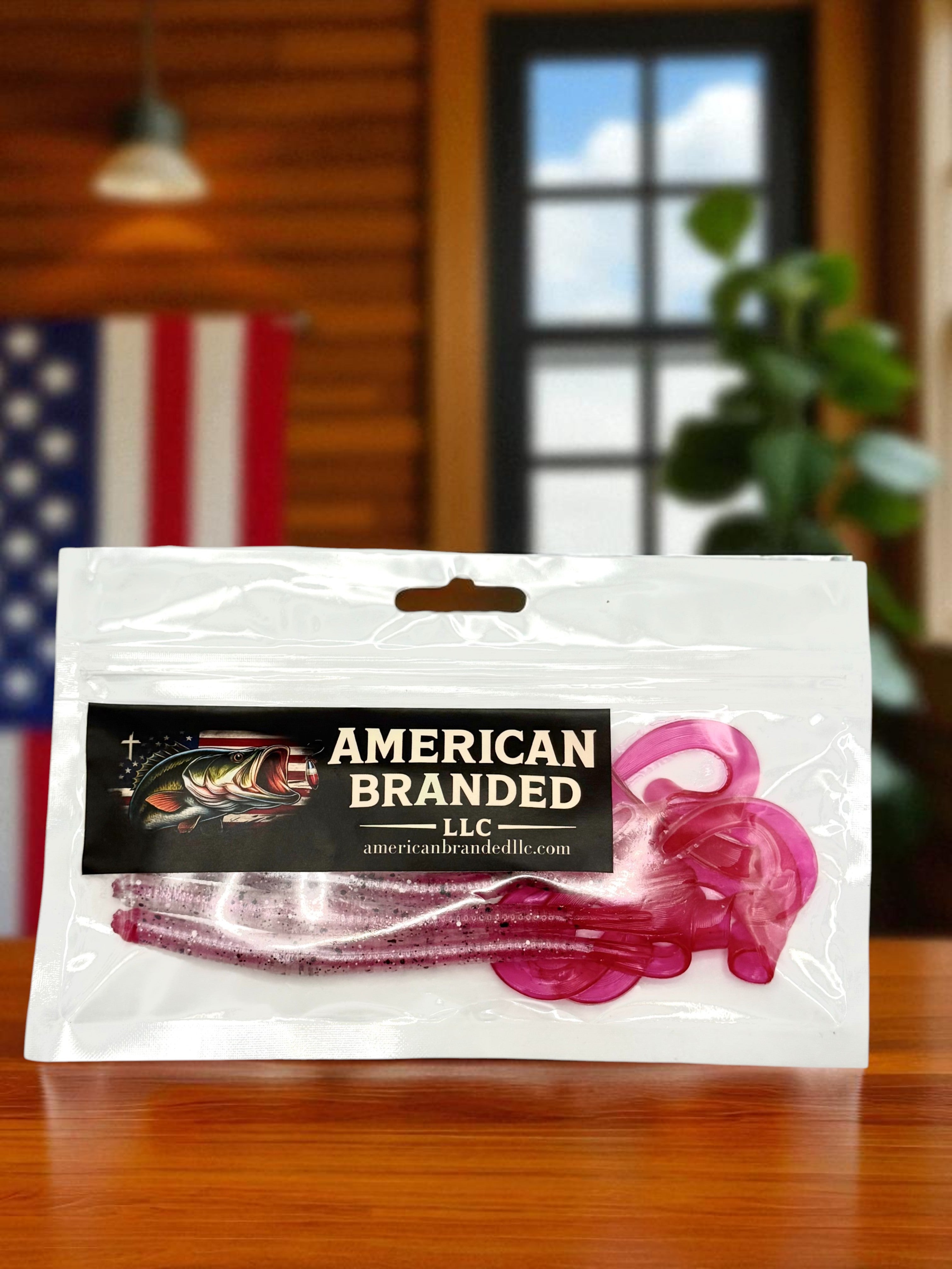 8 Inch Ribbon Tail Worm  Soft Plastic Fishing Lure – Pink Pepper Color–– Made in USA